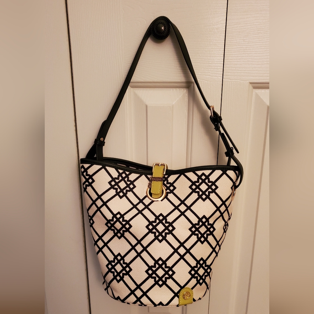 Spartina Linen and Leather bucket bag